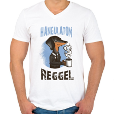 PRINTFASHION Kutya - hangulatom reggel_ - Férfi V-nyakú póló - Fehér férfi póló