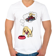 PRINTFASHION Kutya - Killer - Férfi V-nyakú póló - Fehér