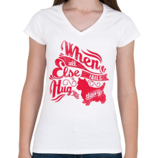 PRINTFASHION Kutya - Női V-nyakú póló - Fehér