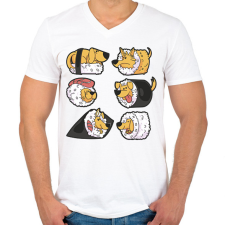 PRINTFASHION Kutya sushik - Férfi V-nyakú póló - Fehér férfi póló