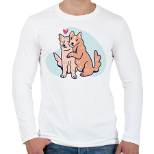 PRINTFASHION Kutya szerelem - Férfi hosszú ujjú póló - Fehér férfi póló
