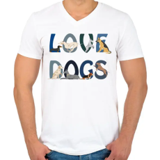 PRINTFASHION Kutya szeretet - Férfi V-nyakú póló - Fehér