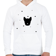 PRINTFASHION Kutya szívekkel - Férfi kapucnis pulóver - Fehér