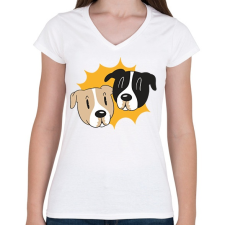 PRINTFASHION Kutyák - Női V-nyakú póló - Fehér női póló