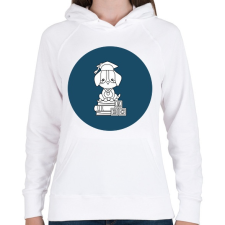 PRINTFASHION Kutyás diplomás minta - Női kapucnis pulóver - Fehér női pulóver, kardigán