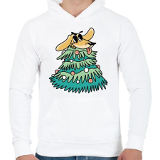 PRINTFASHION Kutyás karácsony - Férfi kapucnis pulóver - Fehér férfi pulóver, kardigán