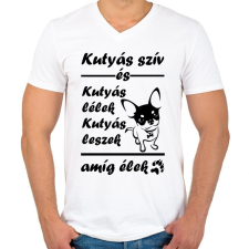 PRINTFASHION Kutyás szív és kutyás lélek - Férfi V-nyakú póló - Fehér férfi póló