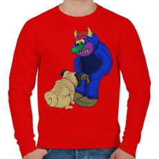 PRINTFASHION Kutyus az ördöggel  - Férfi pulóver - Piros