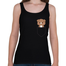 PRINTFASHION Kutyus zsebben páros minta - pizza - Női atléta - Fekete női trikó