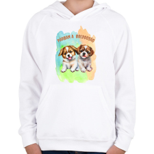 PRINTFASHION kutyusok párban - Gyerek kapucnis pulóver - Fehér gyerek pulóver, kardigán