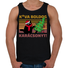 PRINTFASHION Kva boldog karácsonyt cica - Férfi atléta - Fekete atléta, trikó