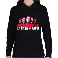 PRINTFASHION la casa de papel  - A nagy pénzrablás 10 - Női kapucnis pulóver - Fekete