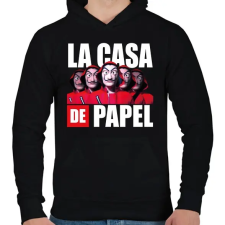 PRINTFASHION la casa de papel - A nagy pénzrablás 11 - Férfi kapucnis pulóver - Fekete férfi pulóver, kardigán