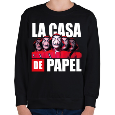 PRINTFASHION la casa de papel - A nagy pénzrablás 11 - Gyerek pulóver - Fekete