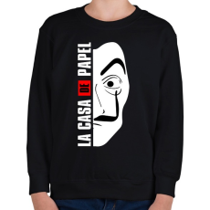 PRINTFASHION La Casa de Papel - A nagy pénzrablás - Money Heist - Gyerek pulóver - Fekete