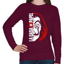 PRINTFASHION LA CASA DE PAPEL - A nagy pénzrablás - Női pulóver - Bordó női pulóver, kardigán