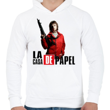 PRINTFASHION La casa de papel art - Férfi kapucnis pulóver - Fehér férfi pulóver, kardigán