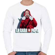 PRINTFASHION La casa de papel art  - Férfi pulóver - Fehér férfi pulóver, kardigán
