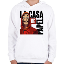 PRINTFASHION La casa de papel art - Gyerek kapucnis pulóver - Fehér gyerek pulóver, kardigán