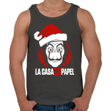 PRINTFASHION La Casa De Papel Christmas fehér - Férfi atléta - Sötétszürke