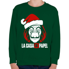 PRINTFASHION La Casa De Papel Christmas fehér - Gyerek pulóver - Sötétzöld gyerek pulóver, kardigán