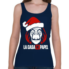 PRINTFASHION La Casa De Papel Christmas fehér - Női atléta - Sötétkék női trikó