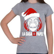 PRINTFASHION La Casa De Papel Christmas fehér - Női póló - Sport szürke női póló