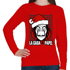 PRINTFASHION La Casa De Papel Christmas háttérrel - Női pulóver - Piros női pulóver, kardigán