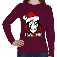 PRINTFASHION La Casa De Papel Christmas - Női pulóver - Bordó női pulóver, kardigán