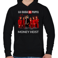 PRINTFASHION LA CASA DE PAPEL - Férfi kapucnis pulóver - Fekete