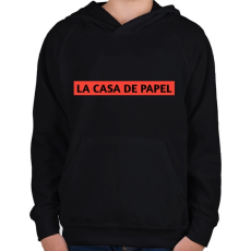 PRINTFASHION LA CASA DE PAPEL - Gyerek kapucnis pulóver - Fekete