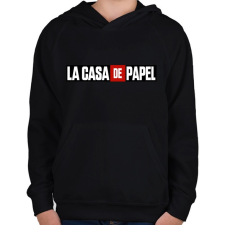 PRINTFASHION La casa de papel logo - Gyerek kapucnis pulóver - Fekete gyerek pulóver, kardigán