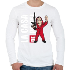 PRINTFASHION La casa de papel N1 - Férfi hosszú ujjú póló - Fehér férfi póló