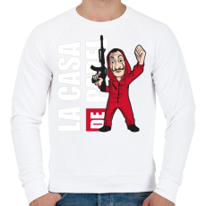PRINTFASHION La casa de papel N1 - Férfi pulóver - Fehér