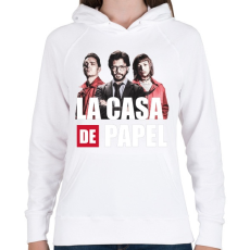 PRINTFASHION La casa de papel N7 - Női kapucnis pulóver - Fehér