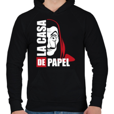PRINTFASHION La casa de papel N - Férfi kapucnis pulóver - Fekete