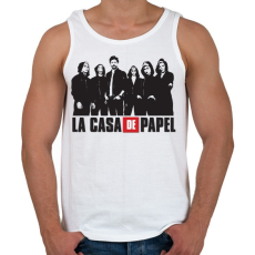 PRINTFASHION La casa de papel - nagy pénzrablás art - Férfi atléta - Fehér