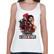 PRINTFASHION La Casa de Papel  - Női atléta - Fehér női trikó