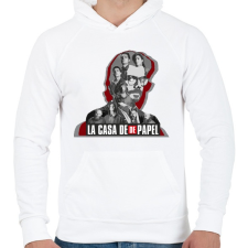 PRINTFASHION La casa de Papel - poster style - Férfi kapucnis pulóver - Fehér férfi pulóver, kardigán
