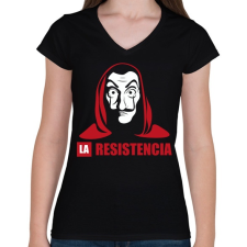 PRINTFASHION La casa de papel - resistencia - Női V-nyakú póló - Fekete női póló