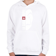 PRINTFASHION La casa de papel - sötét alaphoz - Gyerek kapucnis pulóver - Fehér