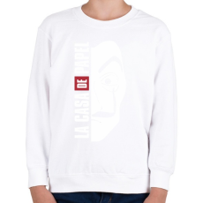 PRINTFASHION La casa de papel - sötét alaphoz - Gyerek pulóver - Fehér