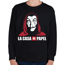PRINTFASHION La casa de papel WL - Gyerek pulóver - Fekete