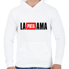 PRINTFASHION La Puta Ama - Férfi kapucnis pulóver - Fehér férfi pulóver, kardigán