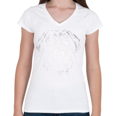 PRINTFASHION Labrador fej - Női V-nyakú póló - Fehér