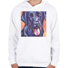 PRINTFASHION Labrador festmény - Gyerek kapucnis pulóver - Fehér gyerek pulóver, kardigán
