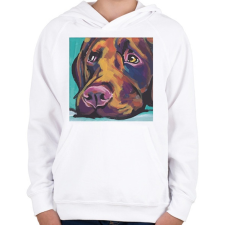 PRINTFASHION Labrador festmény - Gyerek kapucnis pulóver - Fehér gyerek pulóver, kardigán