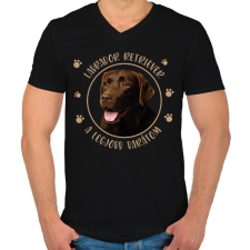 PRINTFASHION Labrador Retriever - Legjobb barát - Férfi V-nyakú póló - Fekete férfi póló