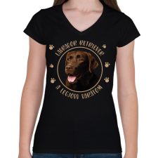 PRINTFASHION Labrador Retriever - Legjobb barát - Női V-nyakú póló - Fekete női póló