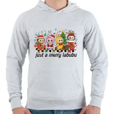 PRINTFASHION Labubu Karácsony - Férfi kapucnis pulóver - Sport szürke férfi pulóver, kardigán